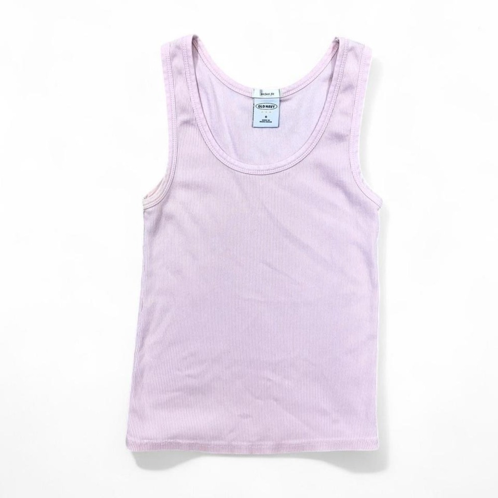 Vintage Y2K Old‎ Navy Baby Pink Ribbed Cami Tank Top Small 100% Cotton Summer